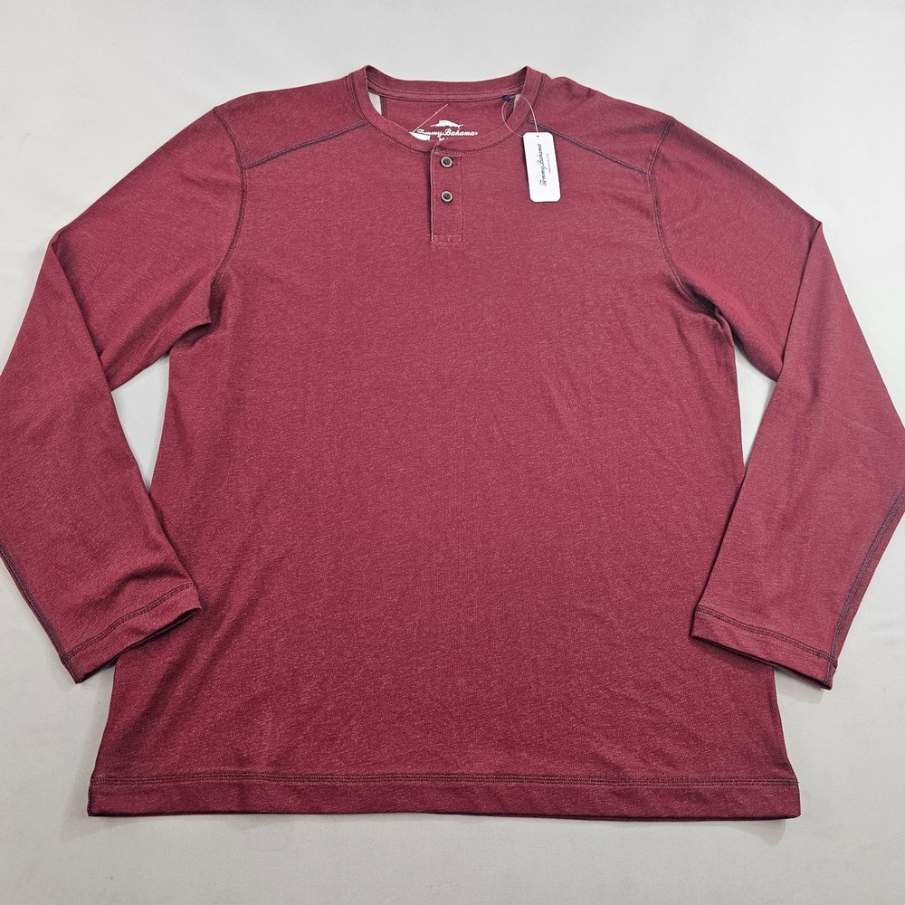 Tommy Bahama Paradise Valley Henley Shirt Mens Medium Cherry Red ST2254350U NWT